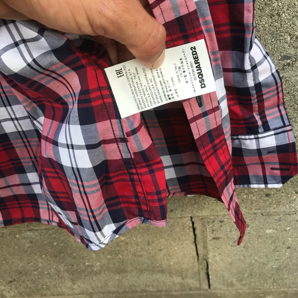 Dsquared2 Red Plaid Button Up Designer Shirt Red … - image 3